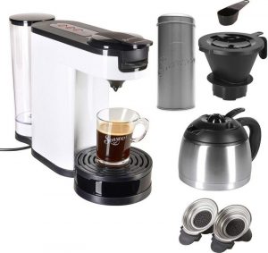 Philips Senseo Kaffeepadmaschine SENSEO® Switch HD6592/00 1l Kaffeekanne Papierfilter mit Kaffeepaddose im Wert von 990 € UVP