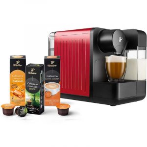 Tchibo Kapsel-/Kaffeepadmaschine Cafissimo milk Kapselmaschine 12L mit integriertem Milchsystem inkl. 3 Kapseln in 3 Sorten