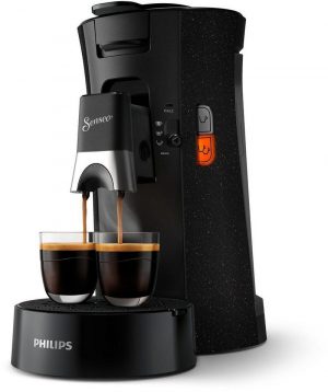 Philips Kaffeepadmaschine Senseo CSA 240/20 Select 2 Tassen gleichzeitig Kaffeestärkewahl Memo-Funktion Crema Plus Weniger Energieverbrauch und mehr recycelte Materialien