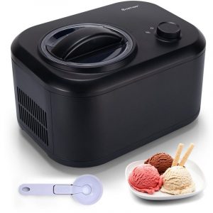 COSTWAY Eismaschine Eiscrememaschine Eiscreme-Bereiter 1L 100W 3 Modi Frozen mit eingebautem Kompressor Löffel